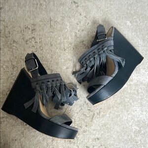 Jimmy Choo Women's Fringe Sandals - Suede Blue